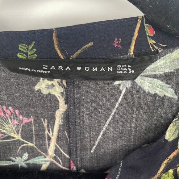 ZARA Woman Multicolored Floral Roll Sleeve Loose Fit - Picture 2 of 9